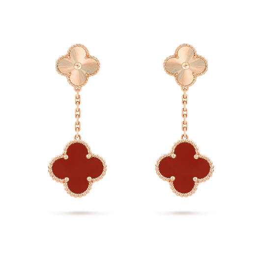 [Luxe Jewelry]CLOVER 2 MOTIF  LASER CARNELIAN EARRINGS