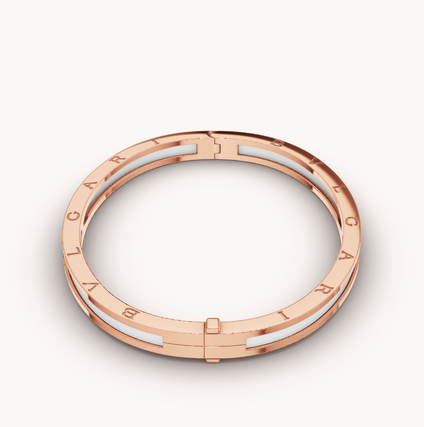 [Luxe Jewelry]ZERO 1 PINK GOLD WITH WHITE CERAMIC BRACELET