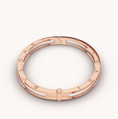 [Luxe Jewelry]ZERO 1 PINK GOLD WITH WHITE CERAMIC BRACELET