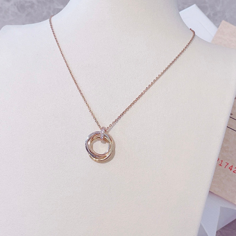 [Luxe Jewelry]TRINITY NECKLACE GOLD  DIAMONDS