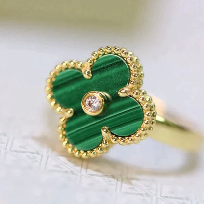 [Luxe Jewelry]CLOVER MALACHITE RING GOLD DIAMOND