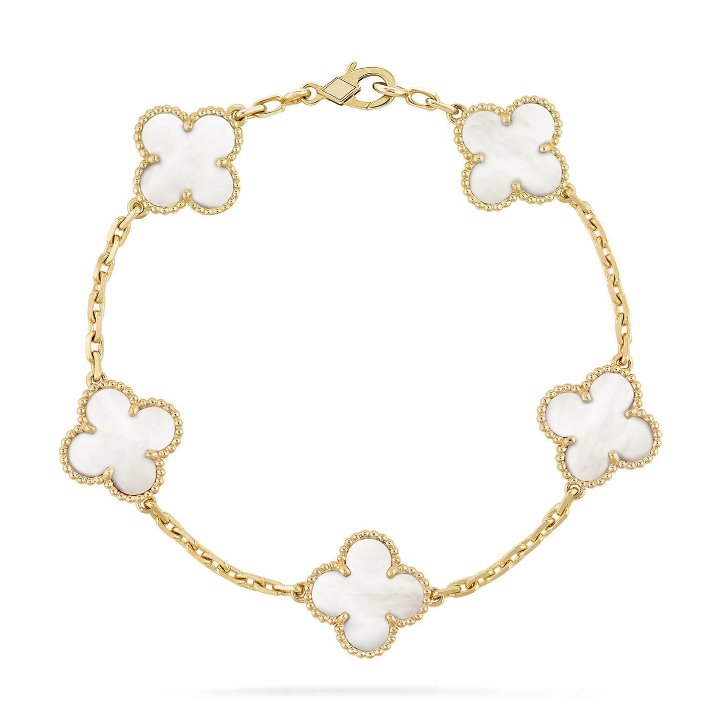 [Luxe Jewelry]CLOVER  5 MOTIF WHITE MOP BRACELET