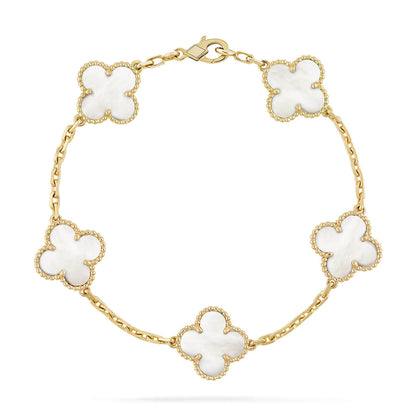 [Luxe Jewelry]CLOVER  5 MOTIF WHITE MOP BRACELET