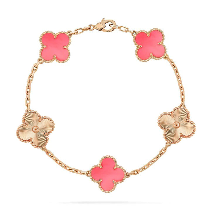 [Luxe Jewelry]CLOVER BRACELET 5 MOTIF PINK AND PINK GOLD