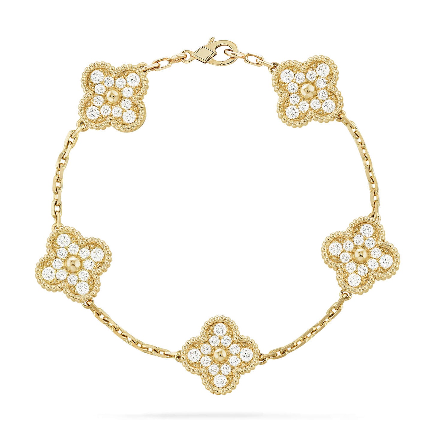 [Luxe Jewelry]CLOVER 5 MOTIFS  FULL DIAMOND BRACELET