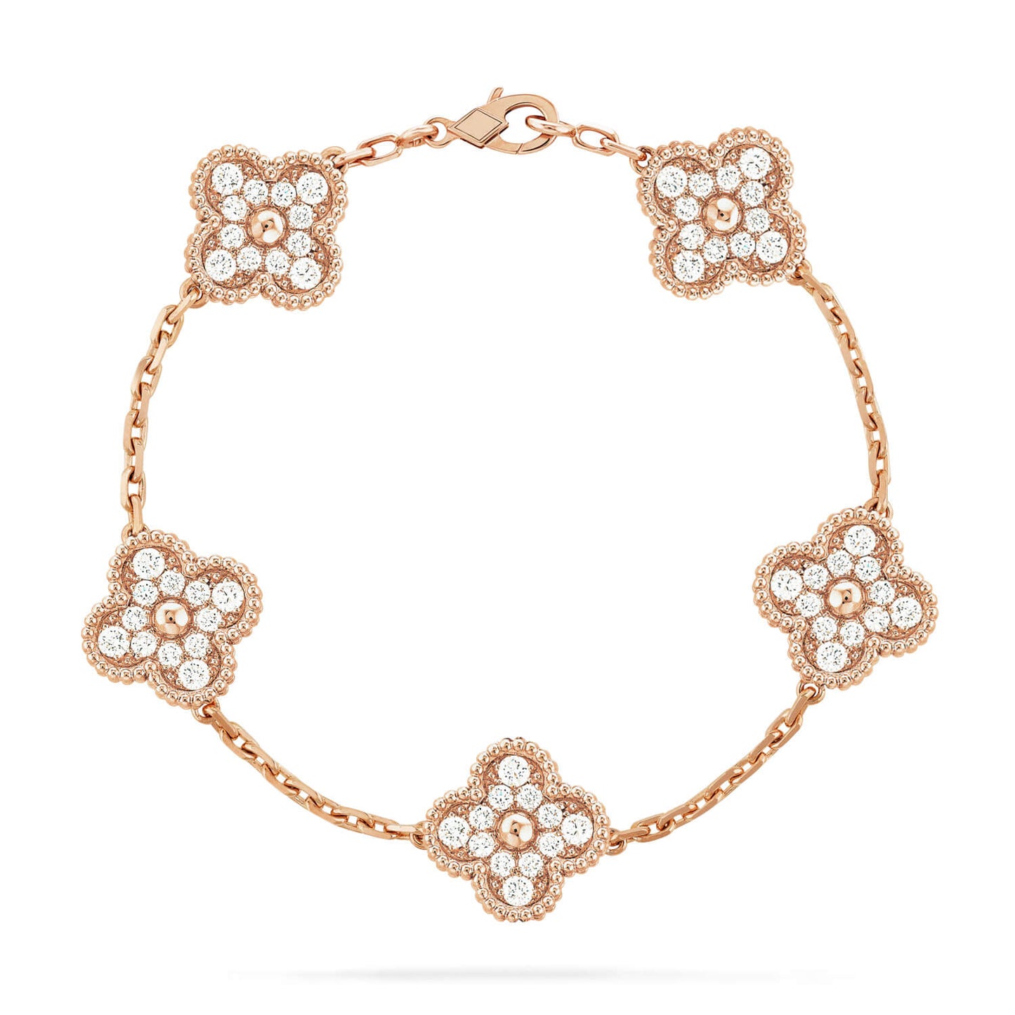 [Luxe Jewelry]CLOVER 5 MOTIFS  FULL DIAMOND BRACELET
