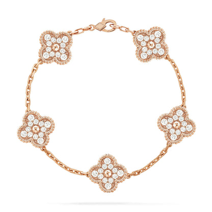 [Luxe Jewelry]CLOVER 5 MOTIFS  FULL DIAMOND BRACELET