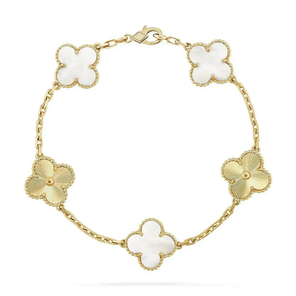 [Luxe Jewelry]CLOVER BRACELET 5 MOTIF WHITE MOP PINK GOLD
