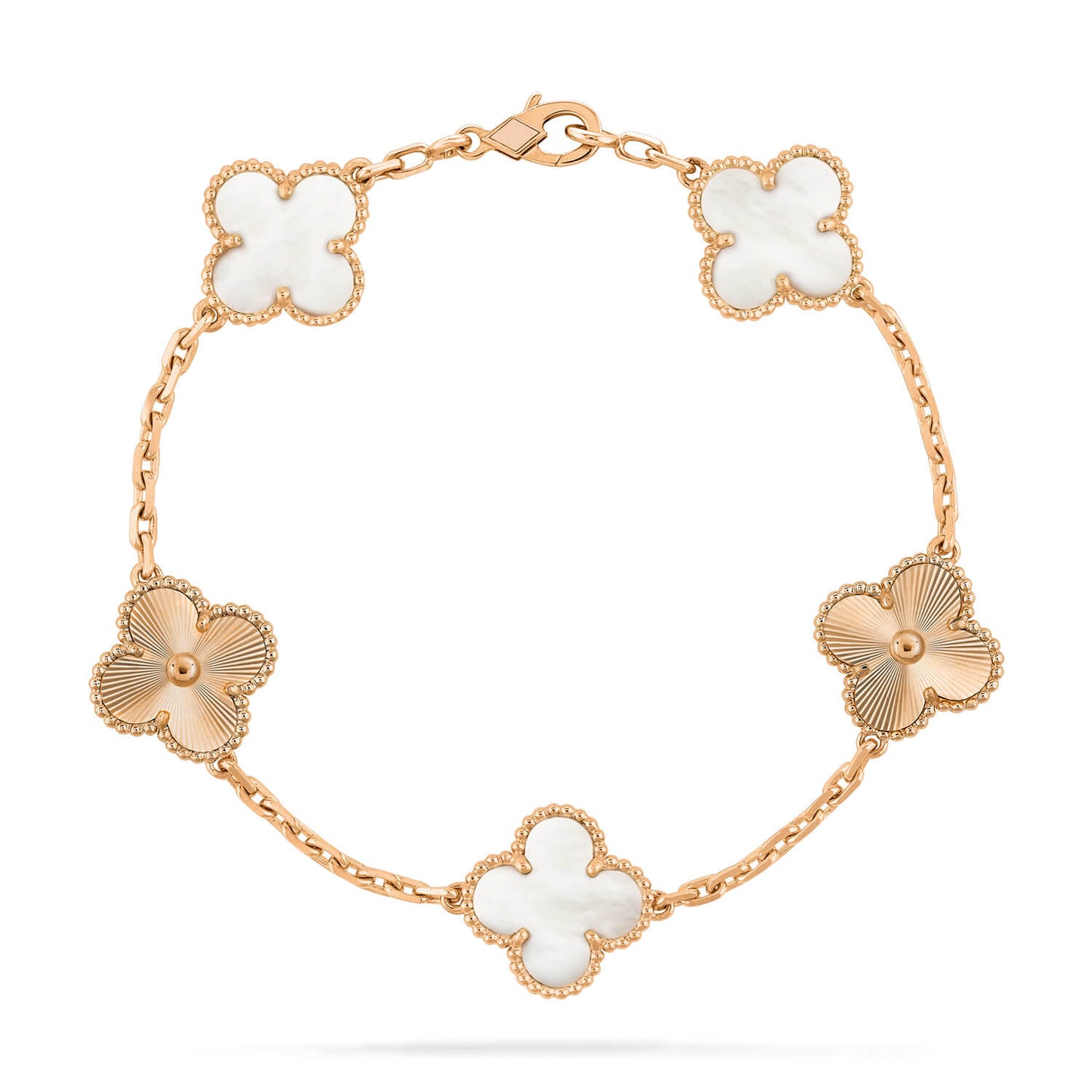 [Luxe Jewelry]CLOVER 5 MOTIF WHITE MOP LASER BRACELET