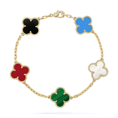 [Luxe Jewelry]CLOVER 5 MOTIFS MULTICOLOR  BRACELET