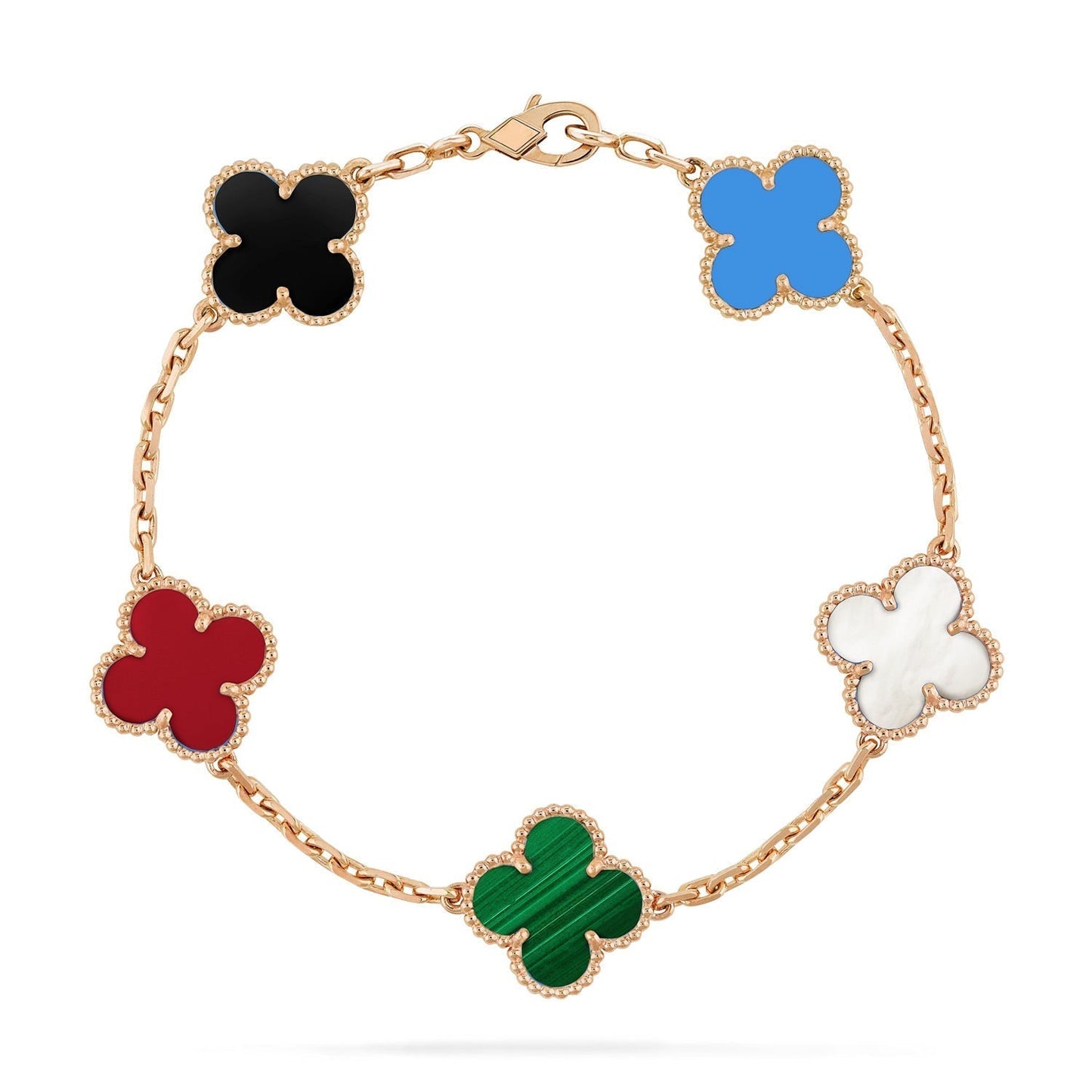 [Luxe Jewelry]CLOVER 5 MOTIFS MULTICOLOR  BRACELET