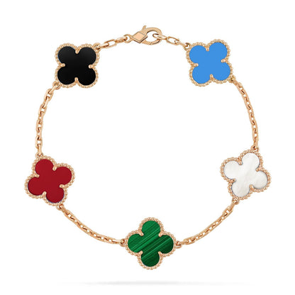 [Luxe Jewelry]CLOVER 5 MOTIFS MULTICOLOR  BRACELET