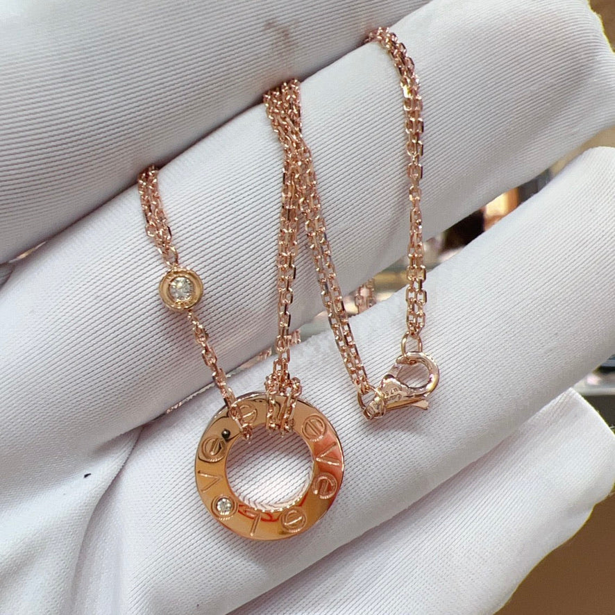 [Luxe Jewelry]LOVE NECKLACE 16MM 2 DIAMONDS