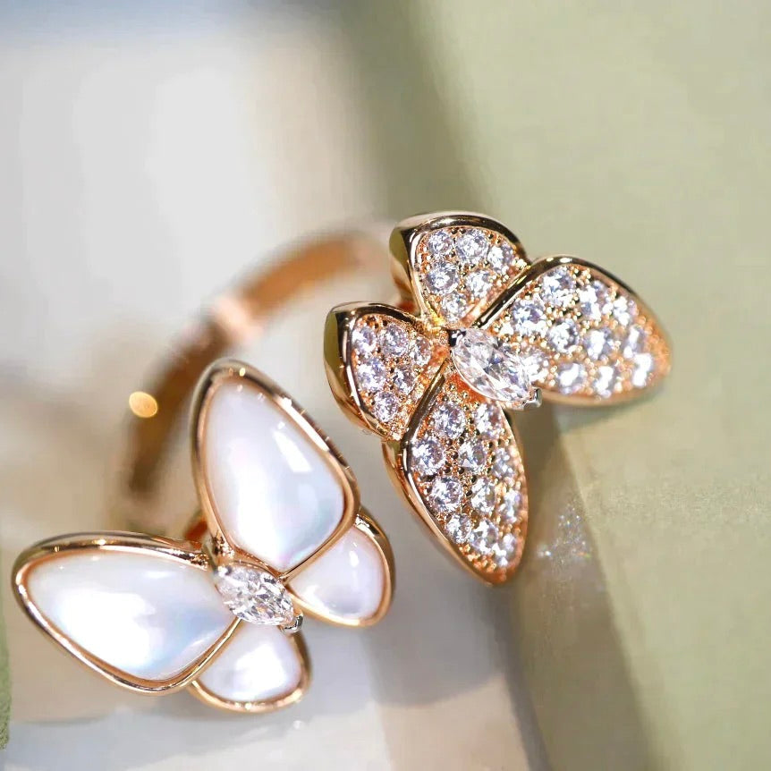 [Luxe Jewelry]TWIN BUTTERFLY DIAMOND MOP RING