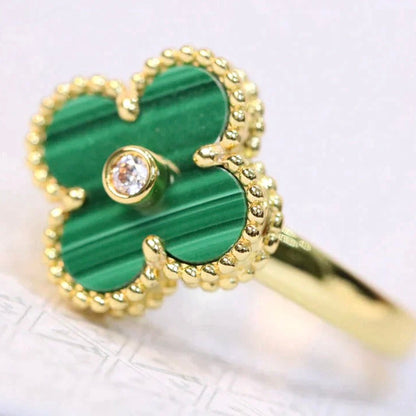 [Luxe Jewelry]CLOVER MALACHITE RING GOLD DIAMOND