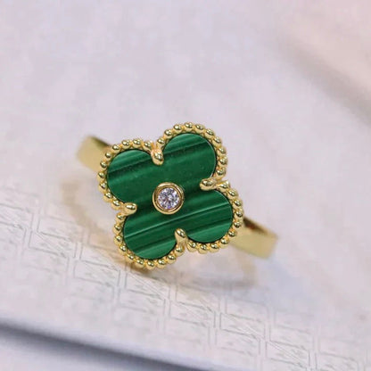 [Luxe Jewelry]CLOVER MALACHITE RING GOLD DIAMOND