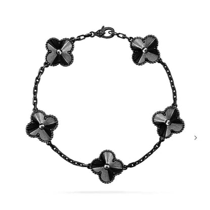 [Luxe Jewelry]CLOVER 5 MOTIF BLACK BRACELET