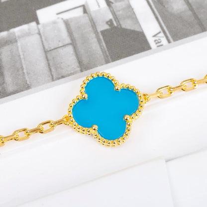 [Luxe Jewelry]CLOVER 5 MOTIFS TURQUOISE BRACELET