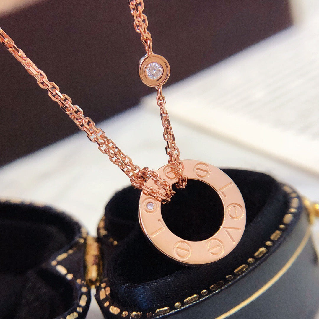 [Luxe Jewelry]LOVE NECKLACE 16MM 2 DIAMONDS