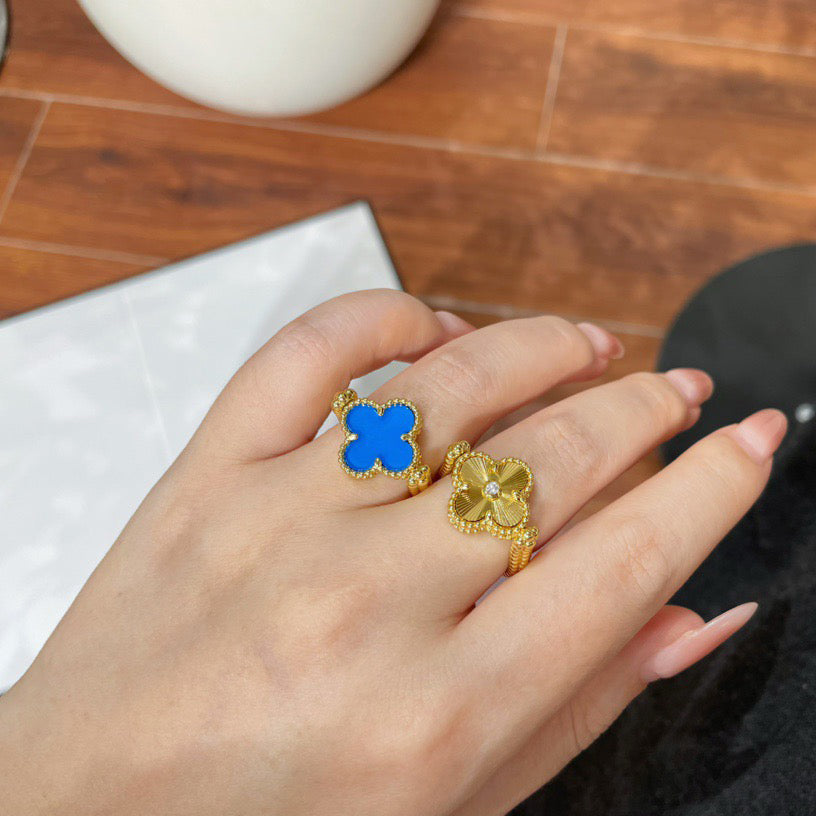 [Luxe Jewelry]CLOVER RIVERSIBLE BLUE AGATE RING
