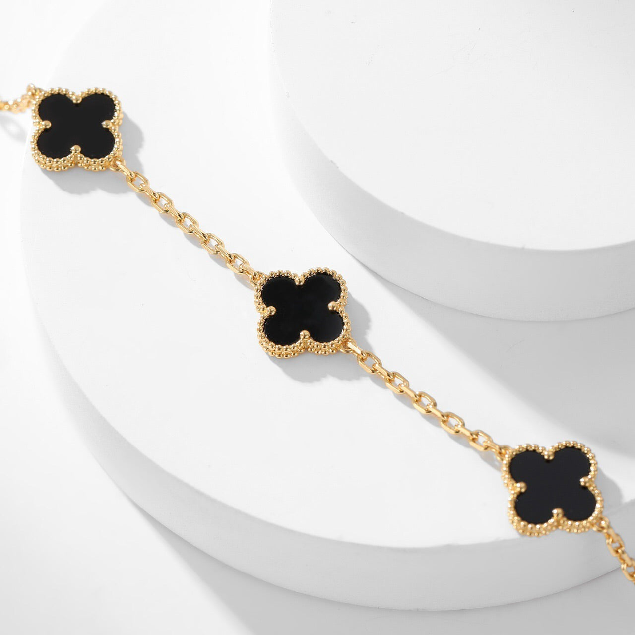 [Luxe Jewelry]CLOVERS THE 10-MOTIFS ONYX NECKLACE