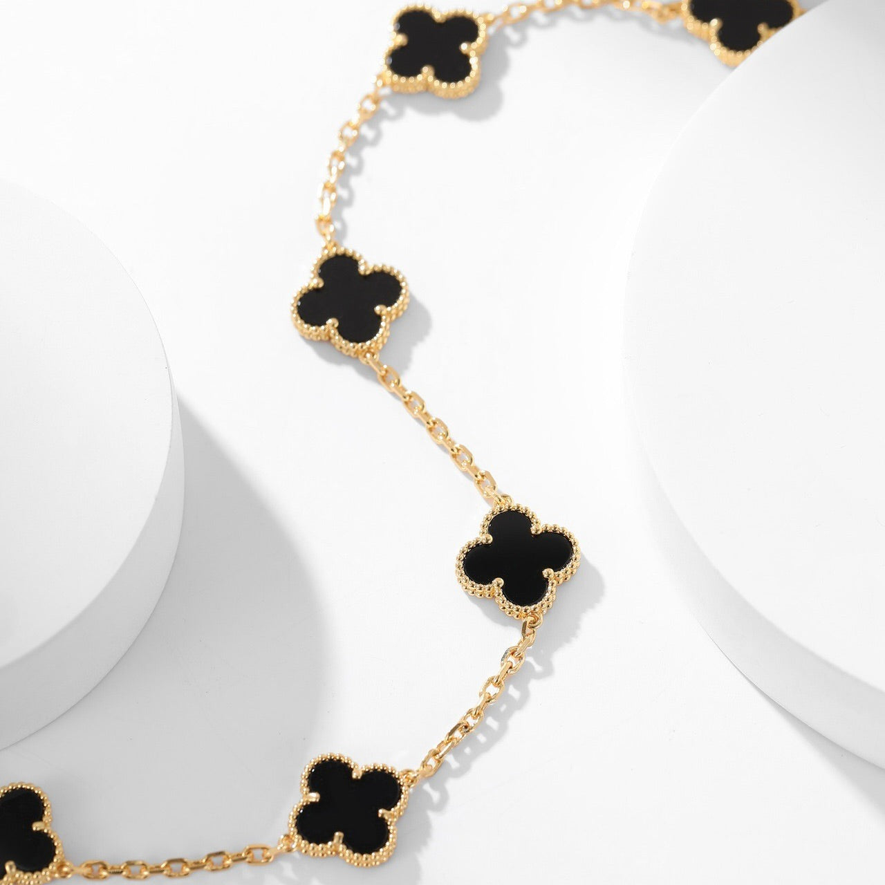 [Luxe Jewelry]CLOVERS THE 10-MOTIFS ONYX NECKLACE