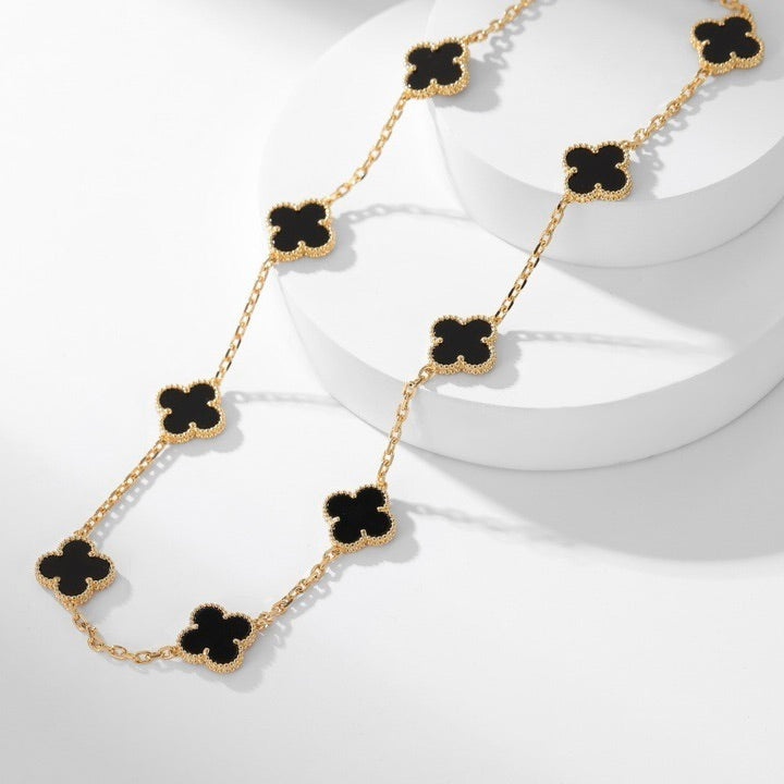[Luxe Jewelry]CLOVERS THE 10-MOTIFS ONYX NECKLACE