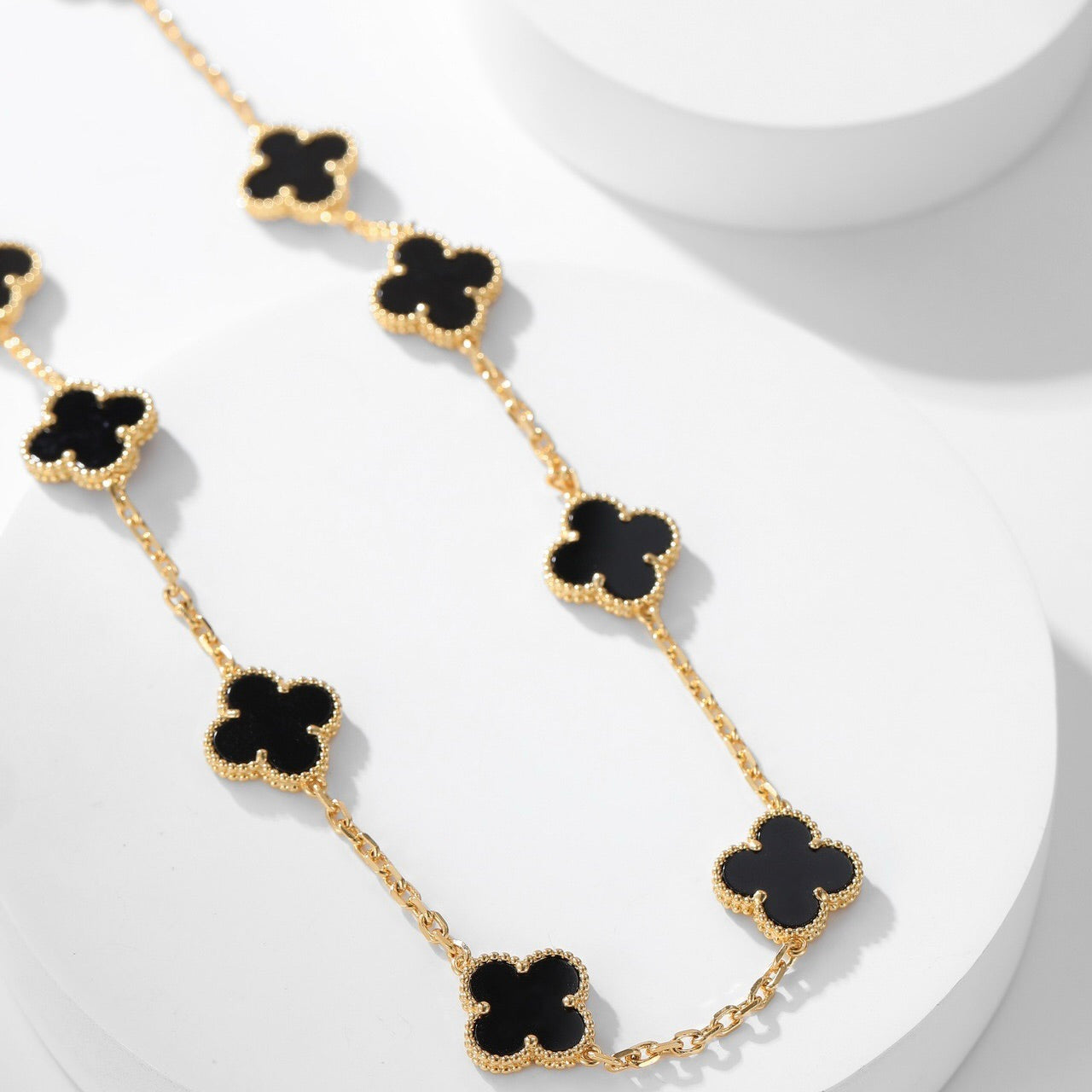 [Luxe Jewelry]CLOVERS THE 10-MOTIFS ONYX NECKLACE