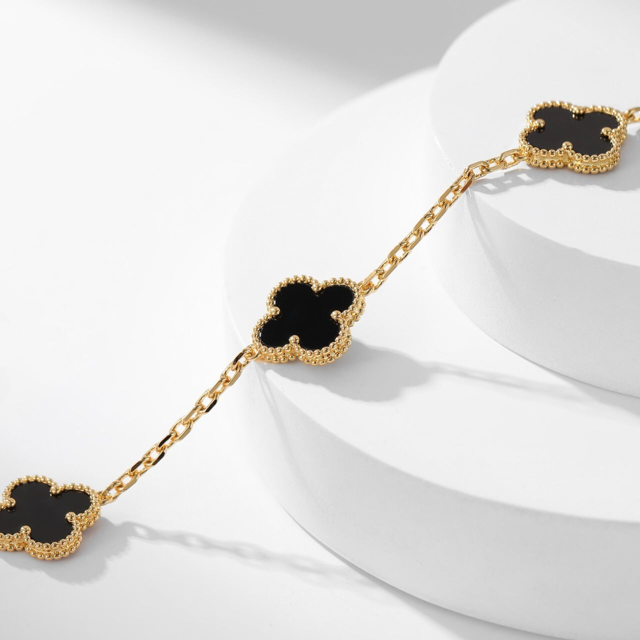 [Luxe Jewelry]CLOVERS THE 10-MOTIFS ONYX NECKLACE