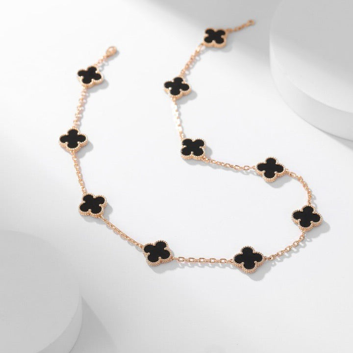 [Luxe Jewelry]CLOVERS THE 10-MOTIFS ONYX NECKLACE
