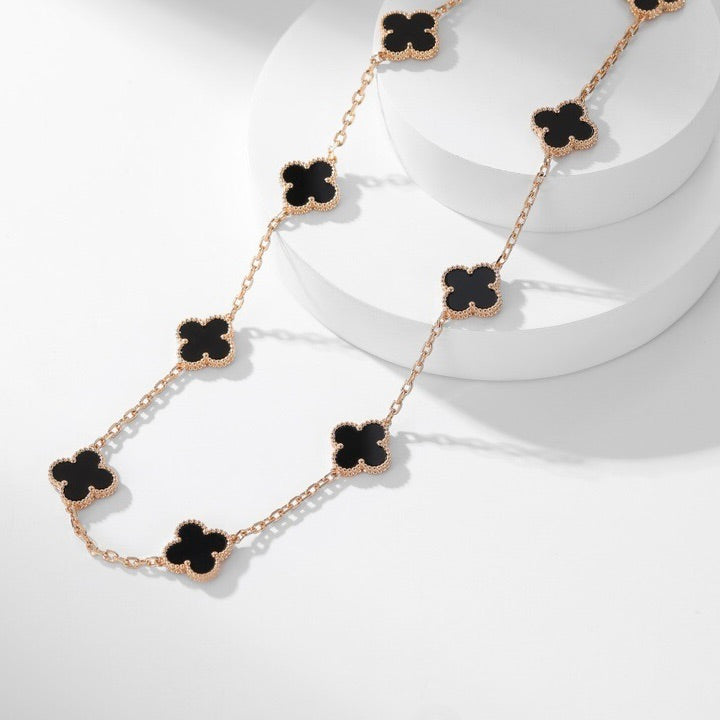 [Luxe Jewelry]CLOVERS THE 10-MOTIFS ONYX NECKLACE