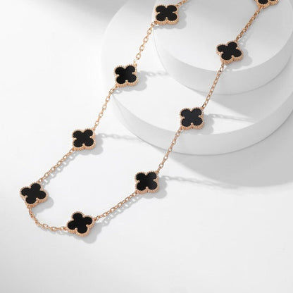[Luxe Jewelry]CLOVERS THE 10-MOTIFS ONYX NECKLACE