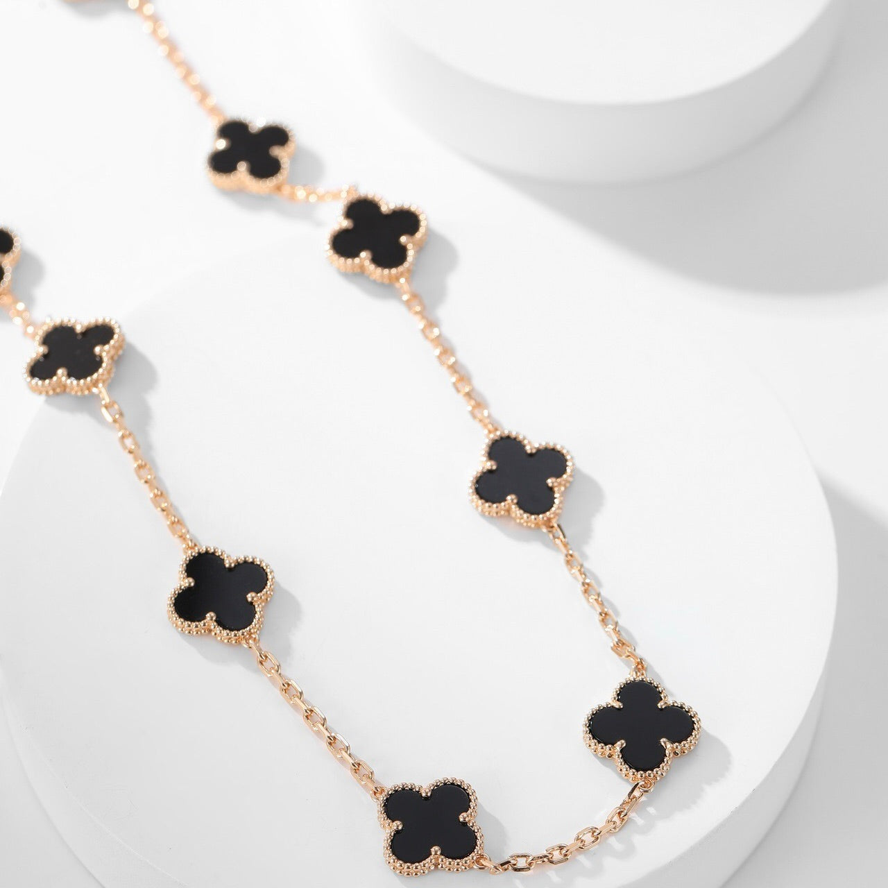[Luxe Jewelry]CLOVERS THE 10-MOTIFS ONYX NECKLACE