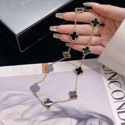 [Luxe Jewelry]CLOVERS THE 10-MOTIFS ONYX NECKLACE