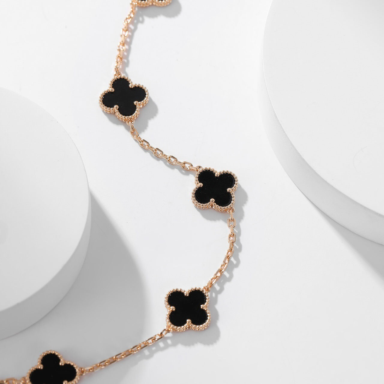 [Luxe Jewelry]CLOVERS THE 10-MOTIFS ONYX NECKLACE