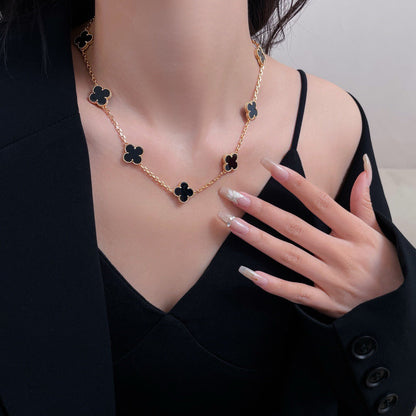 [Luxe Jewelry]CLOVERS THE 10-MOTIFS ONYX NECKLACE