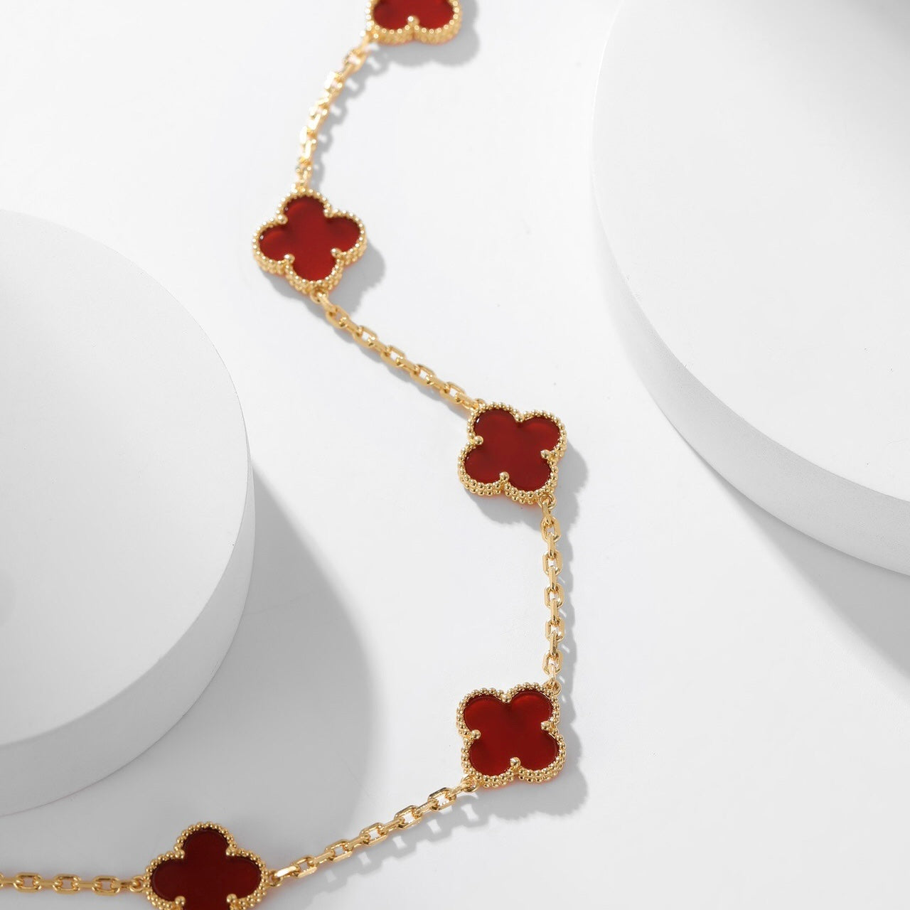 [Luxe Jewelry]CLOVERS THE  10-MOTIFS CARNELIAN NECKLACE