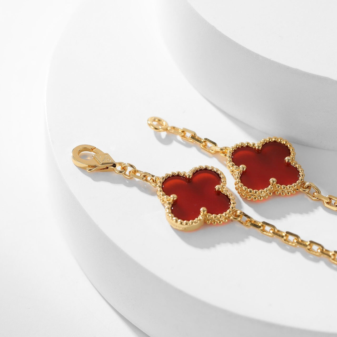 [Luxe Jewelry]CLOVERS THE  10-MOTIFS CARNELIAN NECKLACE