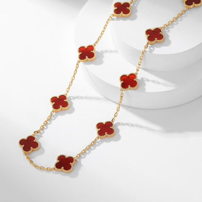 [Luxe Jewelry]CLOVERS THE  10-MOTIFS CARNELIAN NECKLACE