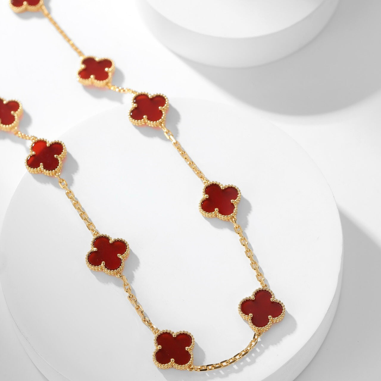 [Luxe Jewelry]CLOVERS THE  10-MOTIFS CARNELIAN NECKLACE