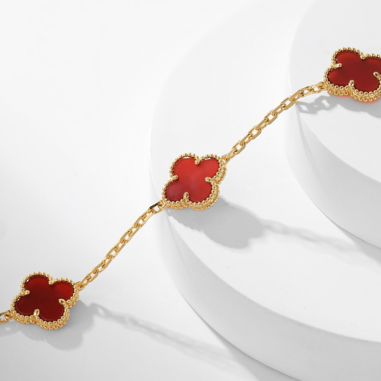 [Luxe Jewelry]CLOVERS THE  10-MOTIFS CARNELIAN NECKLACE