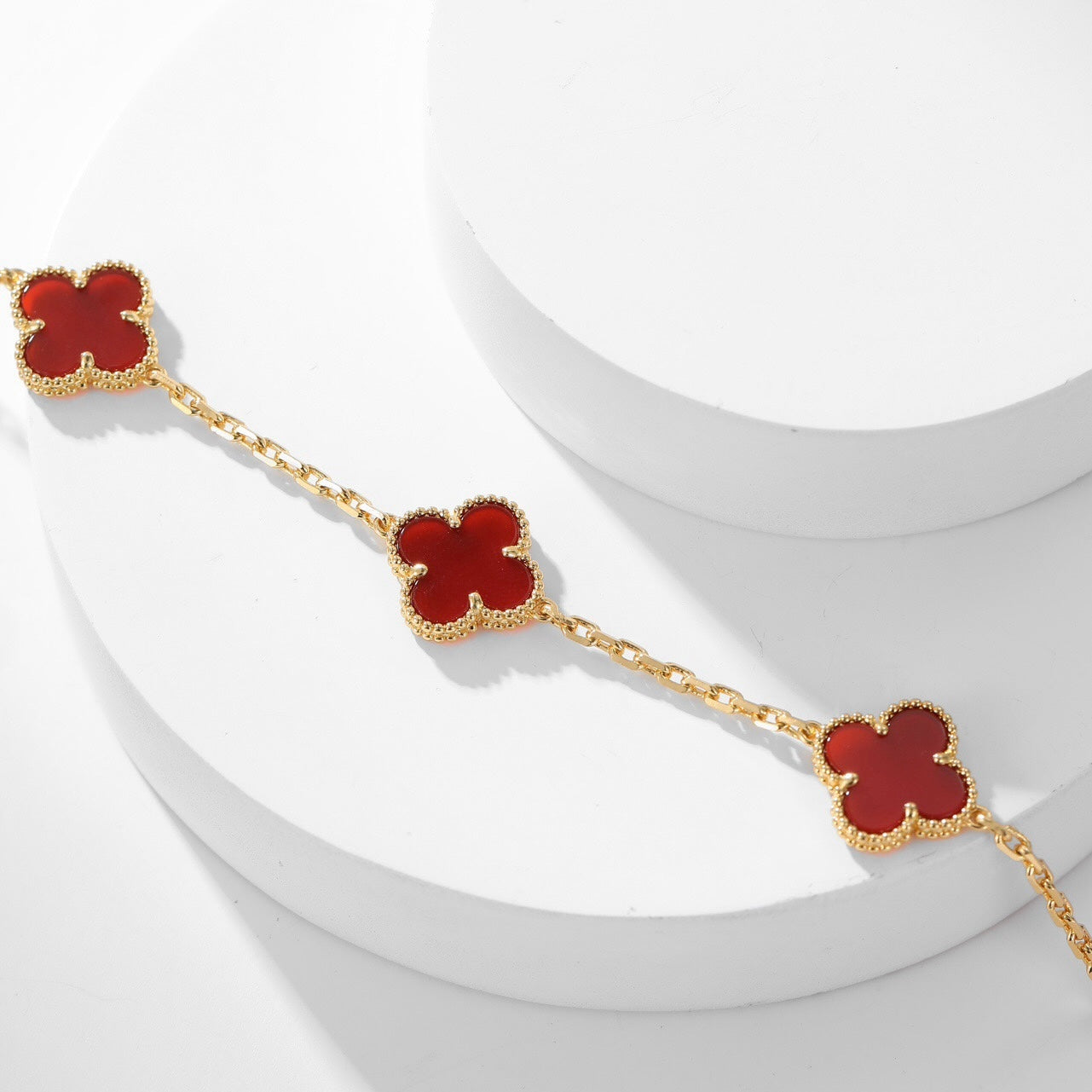 [Luxe Jewelry]CLOVERS THE  10-MOTIFS CARNELIAN NECKLACE