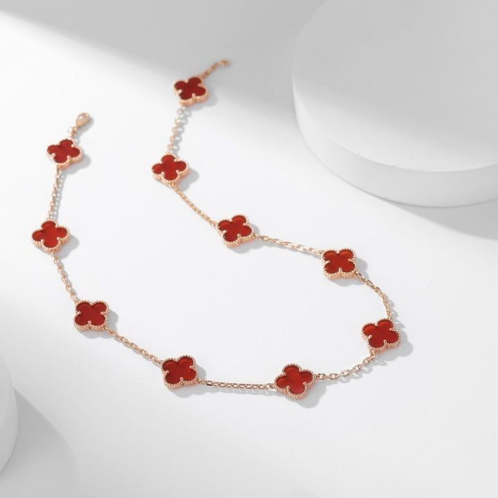 [Luxe Jewelry]CLOVERS THE  10-MOTIFS CARNELIAN NECKLACE