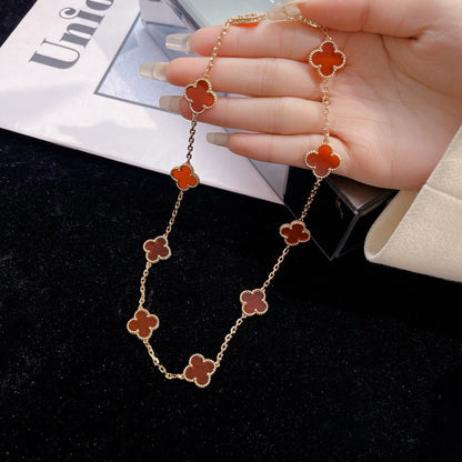 [Luxe Jewelry]CLOVERS THE  10-MOTIFS CARNELIAN NECKLACE