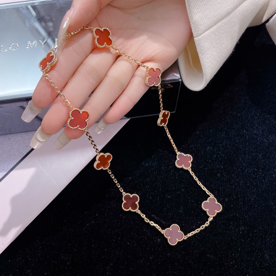 [Luxe Jewelry]CLOVERS THE  10-MOTIFS CARNELIAN NECKLACE
