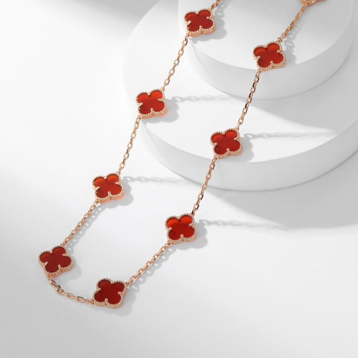 [Luxe Jewelry]CLOVERS THE  10-MOTIFS CARNELIAN NECKLACE