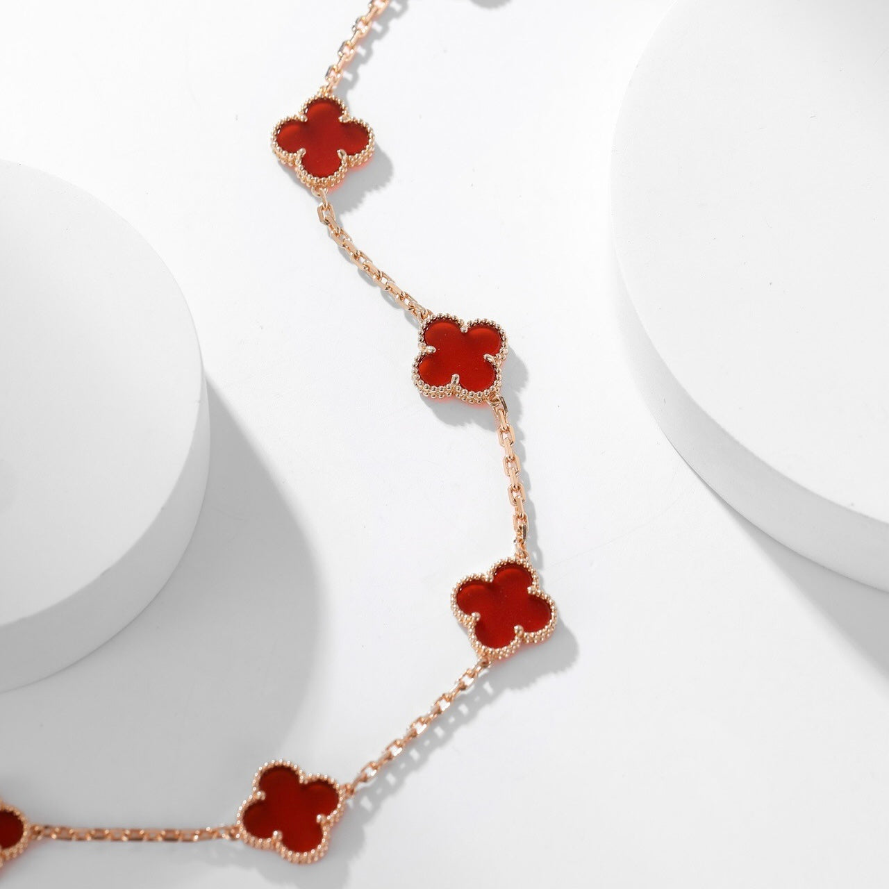 [Luxe Jewelry]CLOVERS THE  10-MOTIFS CARNELIAN NECKLACE
