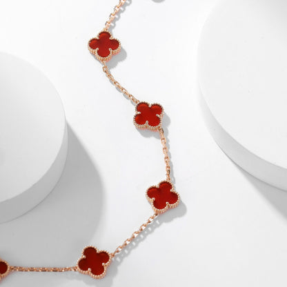 [Luxe Jewelry]CLOVERS THE  10-MOTIFS CARNELIAN NECKLACE