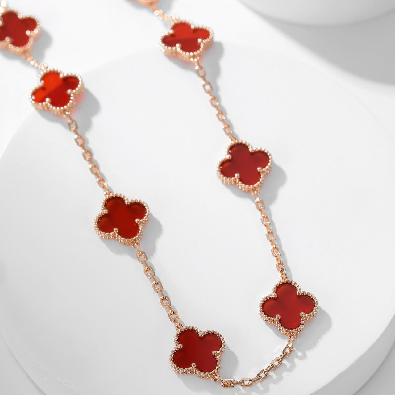 [Luxe Jewelry]CLOVERS THE  10-MOTIFS CARNELIAN NECKLACE