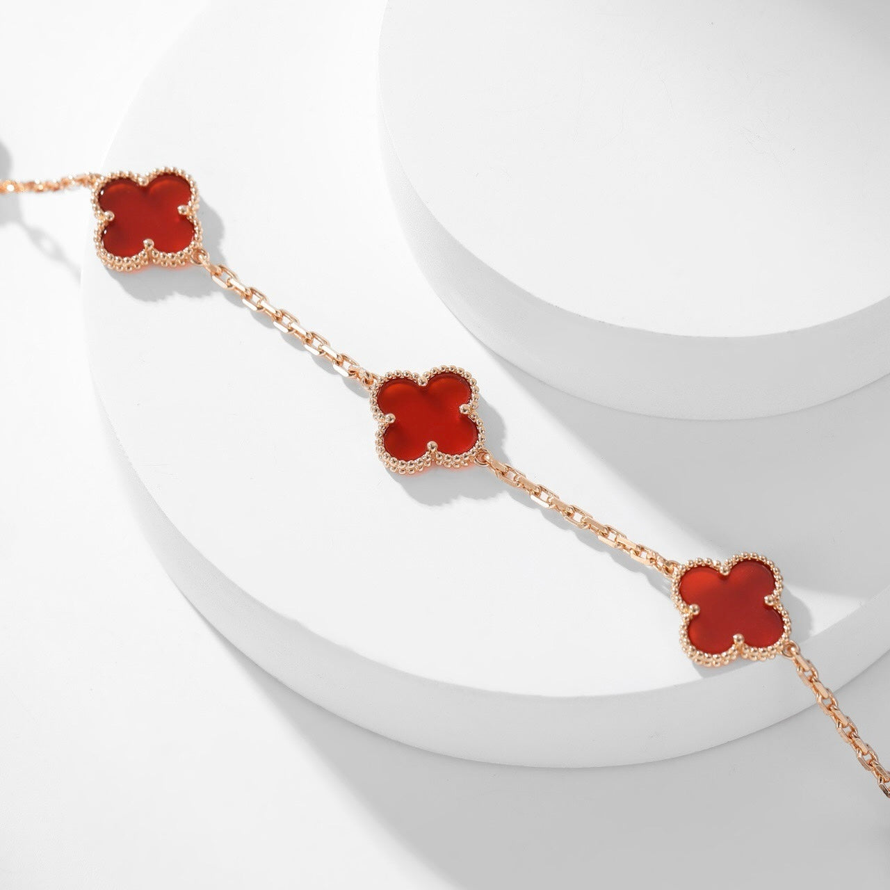 [Luxe Jewelry]CLOVERS THE  10-MOTIFS CARNELIAN NECKLACE